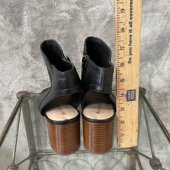 Via Spiga  Open Toe Block Heel leather Ankle Booties women’s  Size 10 Black - Picture 11 of 11